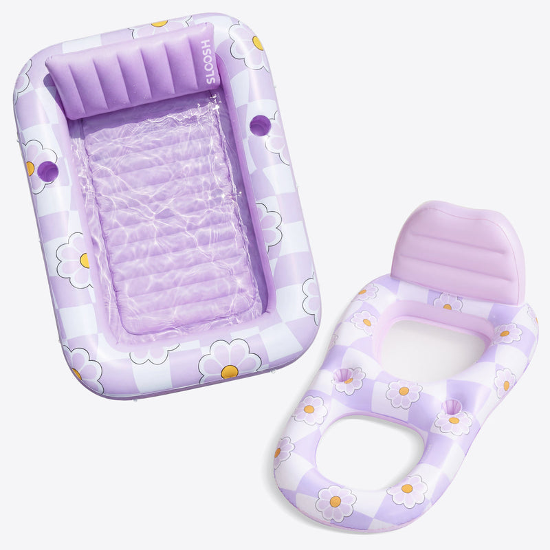 SLOOSH Purple Chase Flower Tanning Pool with Lounger High-picked Bundle