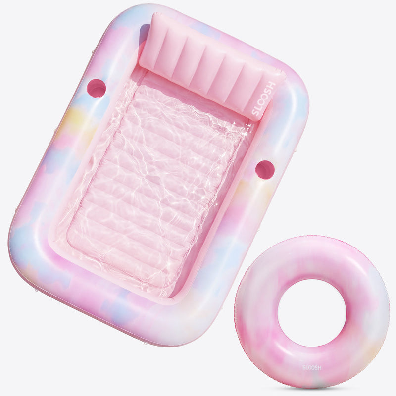 SLOOSH Pink Tie-dye Bliss-State Tanning Pool with Ring Best Bundle