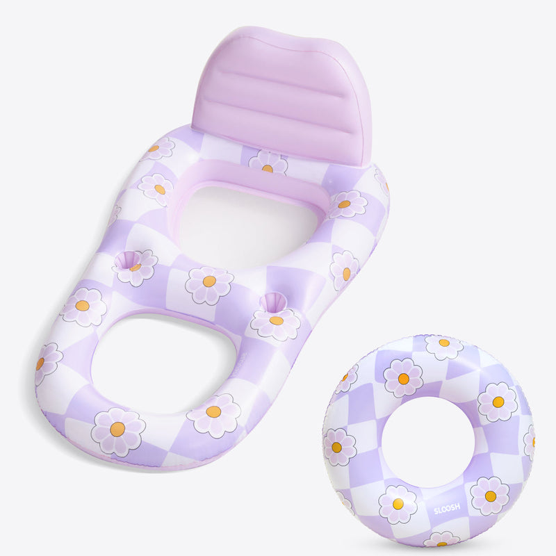 SLOOSH Purple Chase Flower Lounger with Ring Best Value Bundle