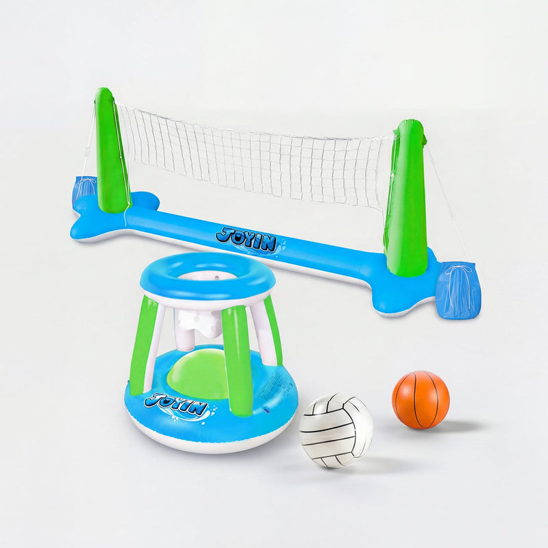 SLOOSH-Inflatable Basketball & Volleyball Pool Game Float Set