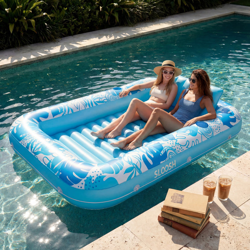 SLOOSH Inflatable Tanning Pool Lounger Float, Pink-XL, 85
