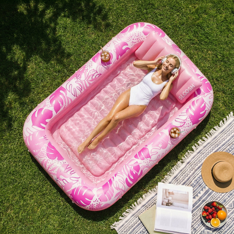 SLOOSH Inflatable Tanning Pool Lounger Float, Blue-XL, 85
