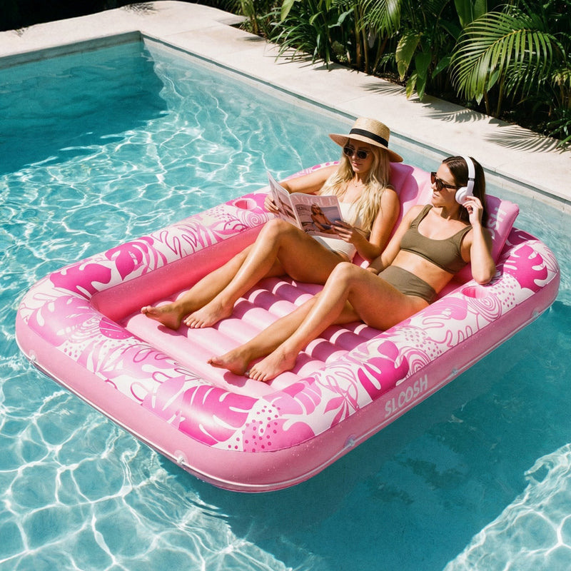 SLOOSH Inflatable Tanning Pool Lounger Float, Pink-XL, 85