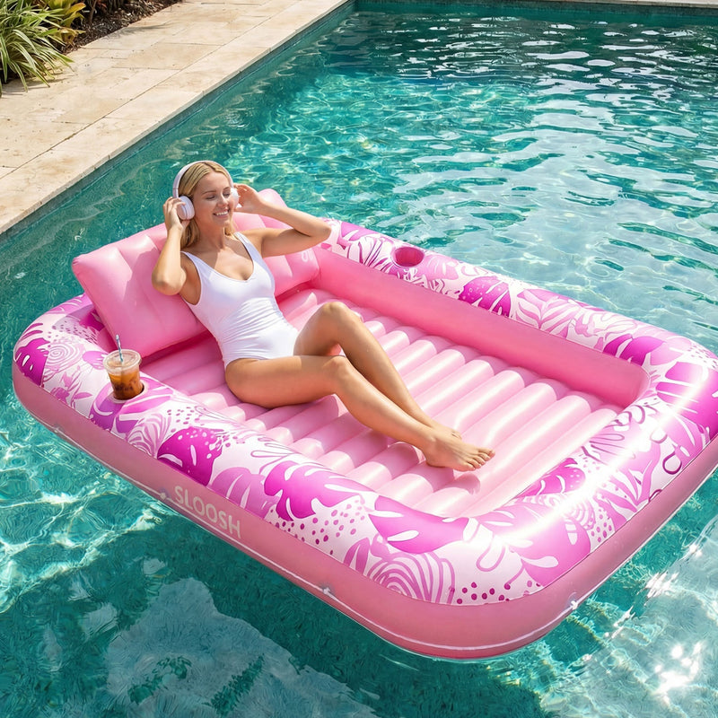 SLOOSH Inflatable Tanning Pool Lounger Float, Pink-XL, 85