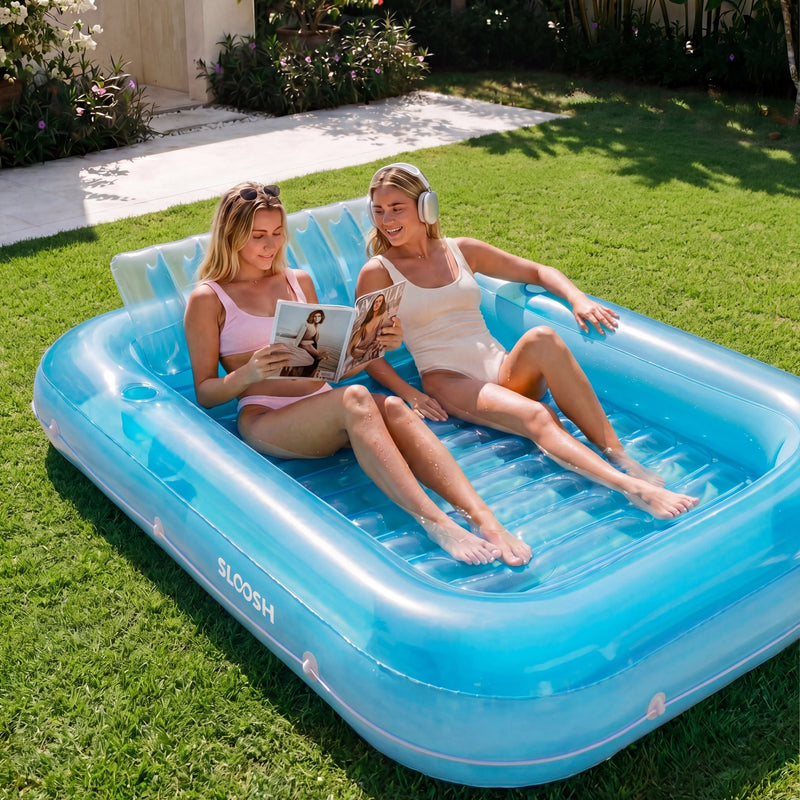 SLOOSH Transparent Inflatable Tanning Pool Lounger Float, 85