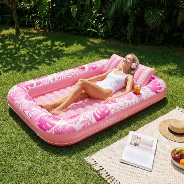 SLOOSH Inflatable Tanning Pool Lounger Float, Blue-L, 70