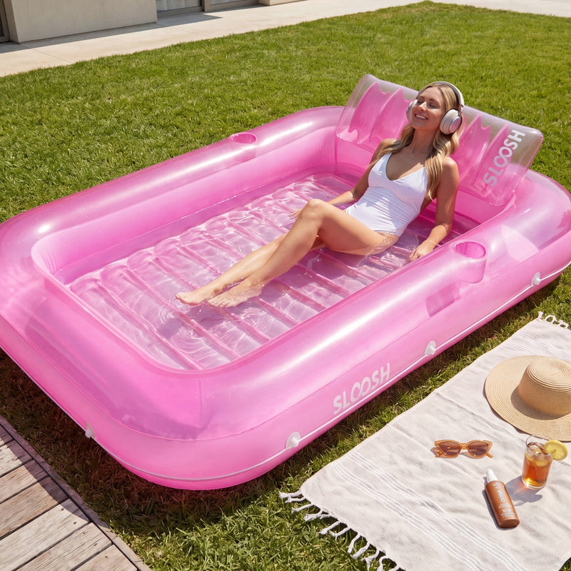 SLOOSH Transparent Inflatable Tanning Pool Lounger Float, 85