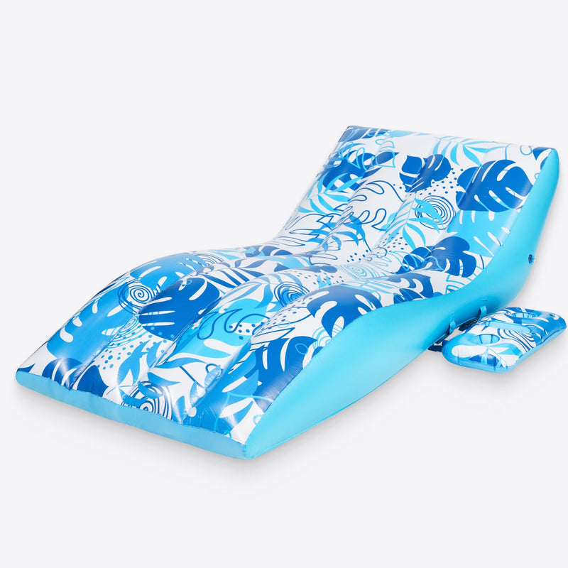 SLOOSH Inflatable Pool Lounge Chair with Cup Holder, Blue, 69
