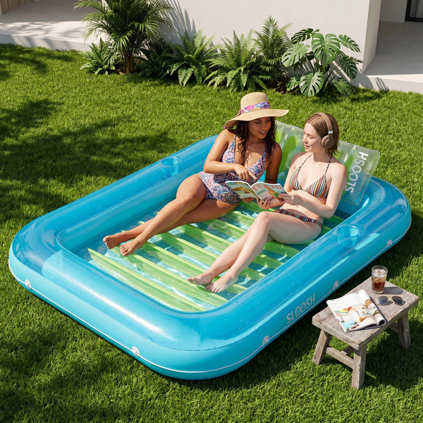 SLOOSH Transparent Inflatable Tanning Pool Lounger Float, 85