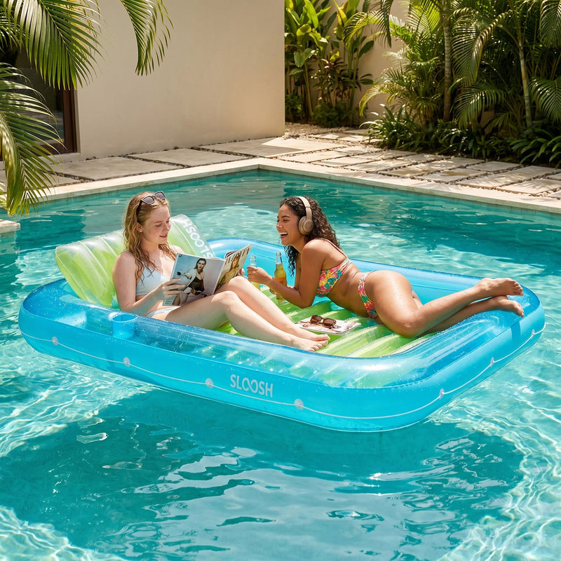 SLOOSH Transparent Inflatable Tanning Pool Lounger Float, 85