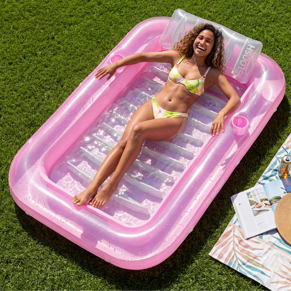 SLOOSH Transparent Inflatable Tanning Pool Lounger Float,  70
