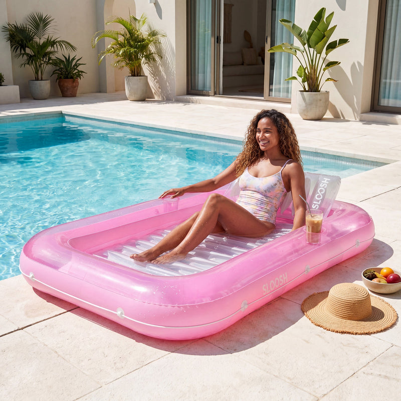 SLOOSH Transparent Inflatable Tanning Pool Lounger Float,  70