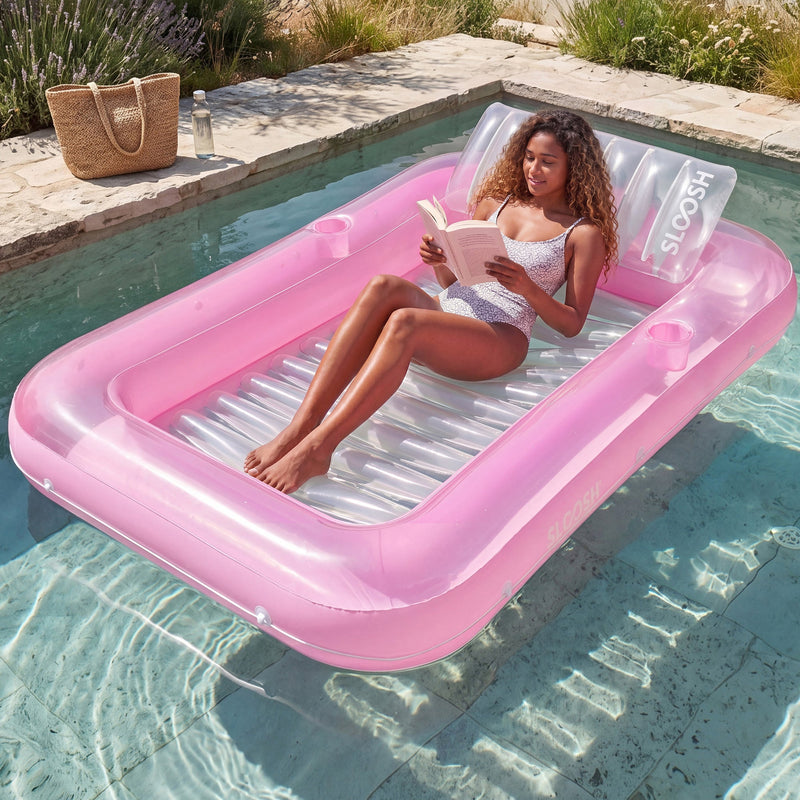SLOOSH Transparent Inflatable Tanning Pool Lounger Float,  70