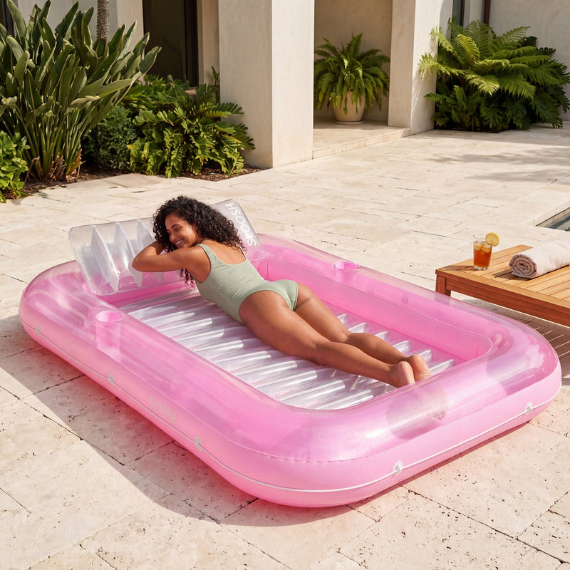SLOOSH Transparent Inflatable Tanning Pool Lounger Float,  70