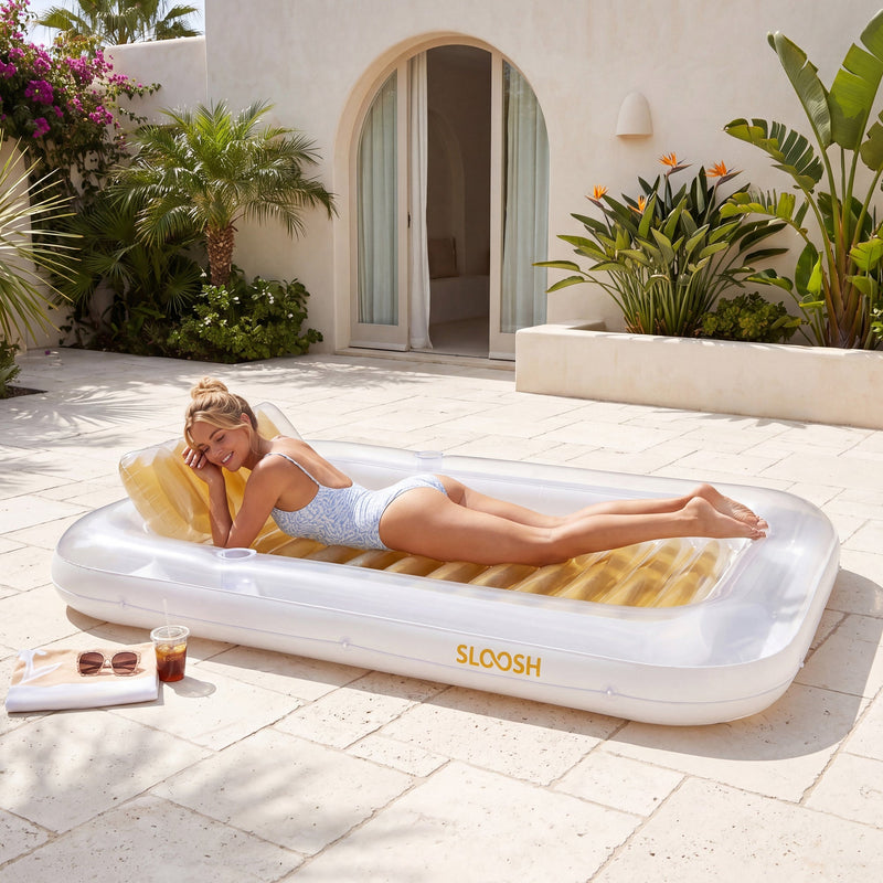 SLOOSH Transparent Inflatable Tanning Pool Lounger Float,  70