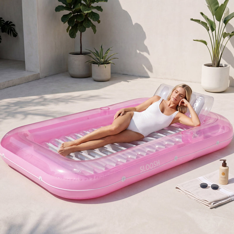 SLOOSH Transparent Inflatable Tanning Pool Lounger Float, 85