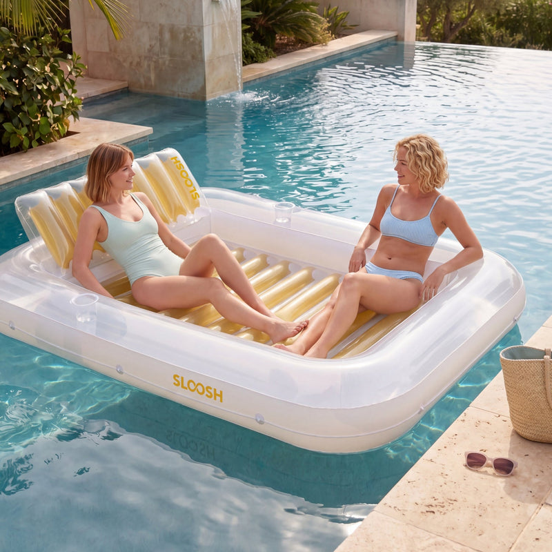 SLOOSH Transparent Inflatable Tanning Pool Lounger Float, 85
