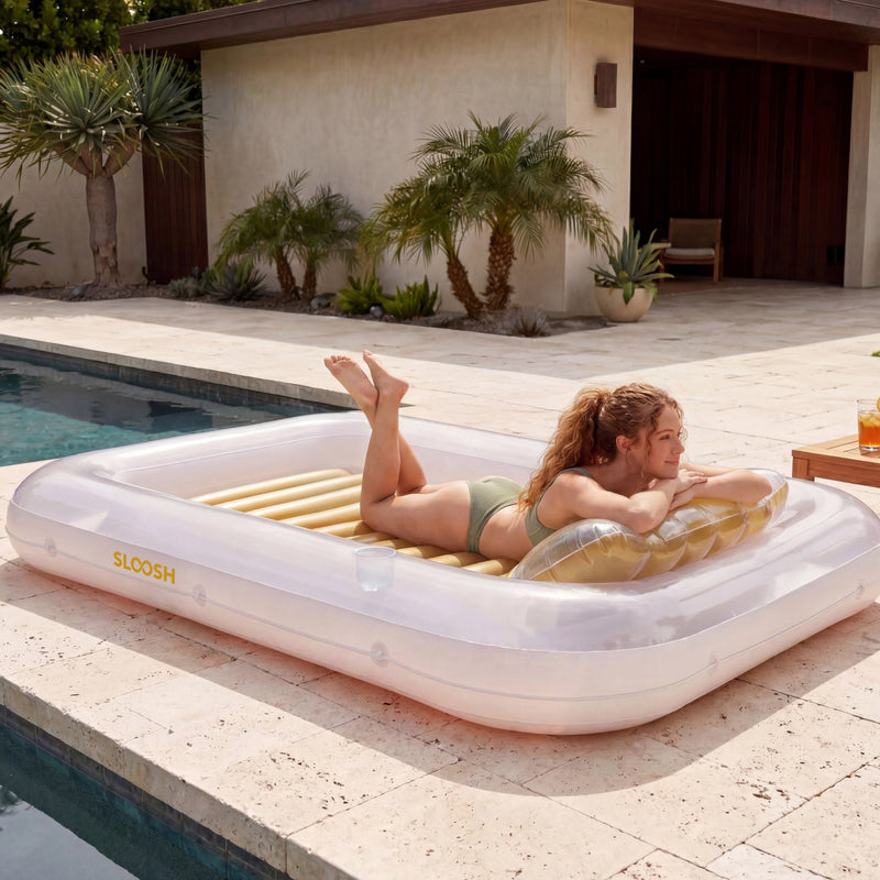 SLOOSH Transparent Inflatable Tanning Pool Lounger Float, 85