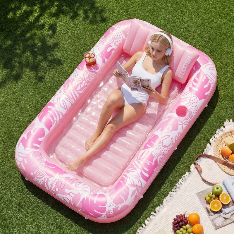 SLOOSH Inflatable Tanning Pool Lounger Float, Blushing Pink L, 70