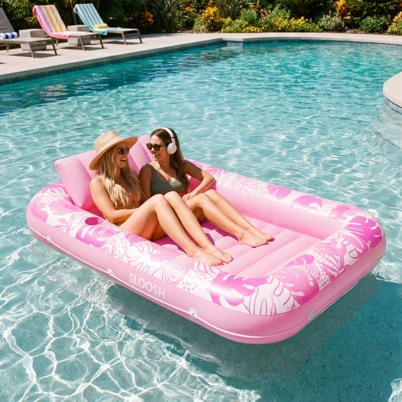 SLOOSH Inflatable Tanning Pool Lounger Float, Blushing Pink XL, 85