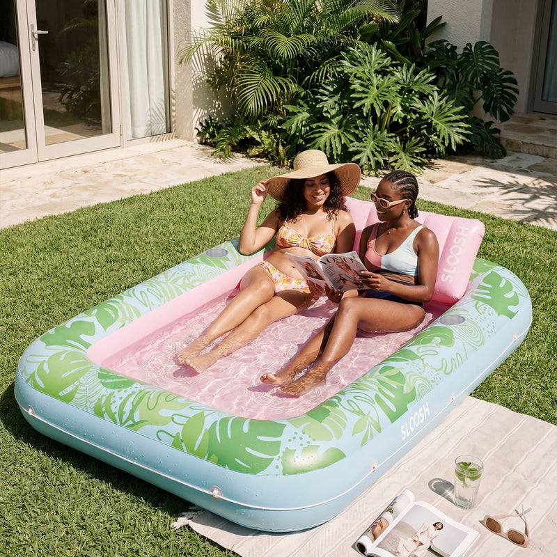 SLOOSH Inflatable Tanning Pool Lounger Float, Pink-XL, 85
