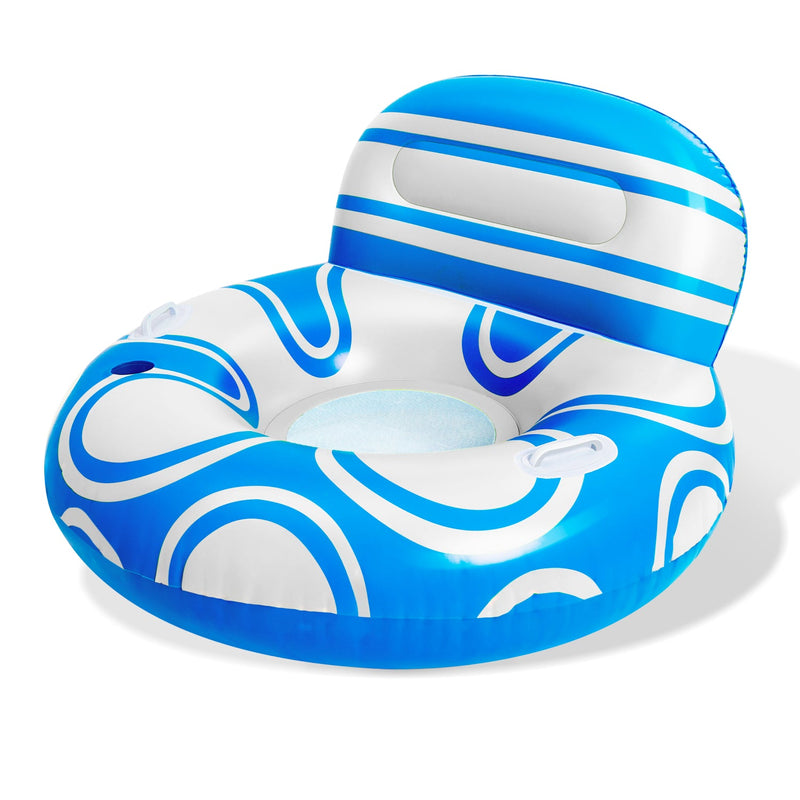 SLOOSH Inflatable Pool Floats Chair with Big Backrest, Blue, 42