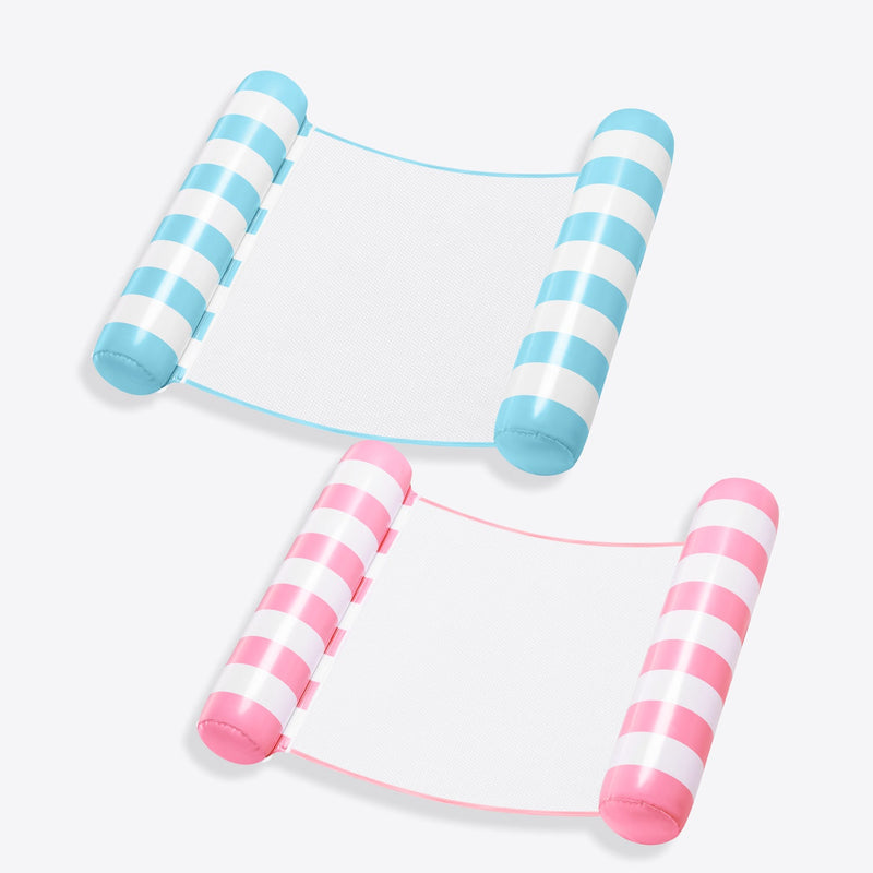 SLOOSH 2 Packs Inflatable Mesh Pool Hammock Lounger Aquablue & Pink 48