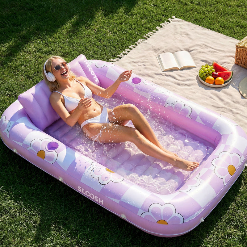 SLOOSH Purple Chase Flower Tanning Pool with Lounger High-picked Bundle