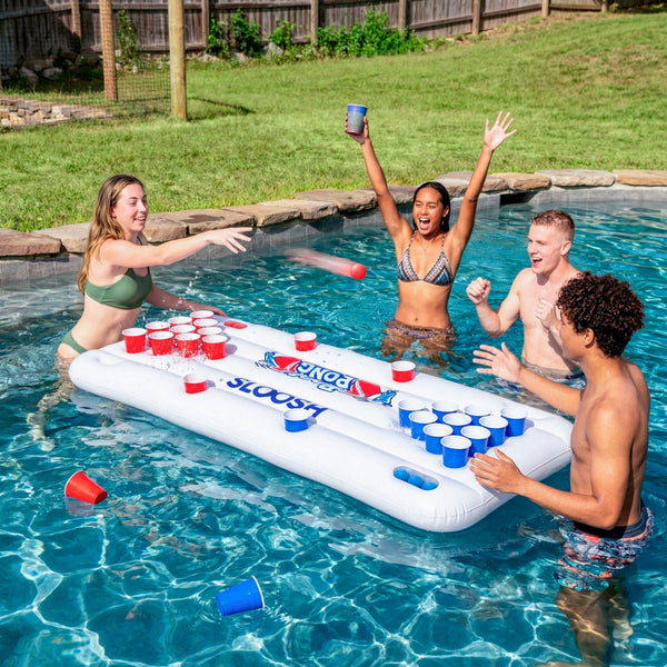 SLOOSH Inflatable Beer Pong Float–Play, Lounge, Chill