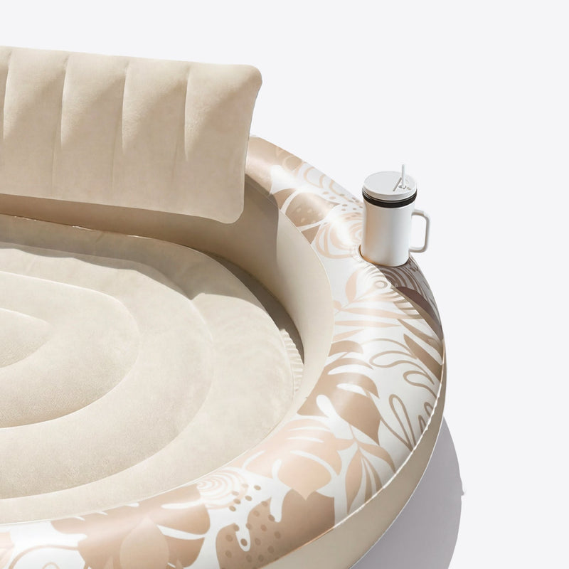 SLOOSH Inflatable Pool Float Lounge Round Tanning Pool, Champagne, 72
