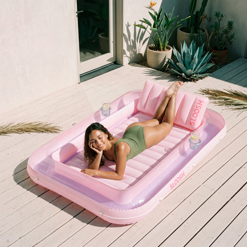 SLOOSH Transparent Inflatable Tanning Pool Lounger Float,  70