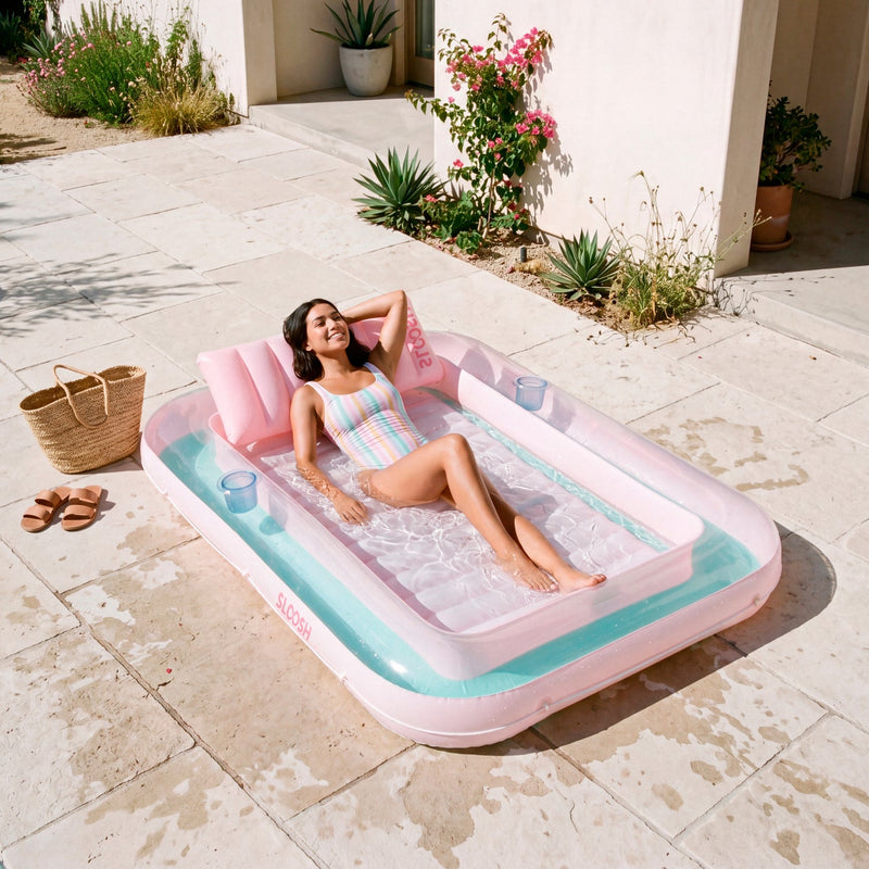 SLOOSH Transparent Inflatable Tanning Pool Lounger Float,  70