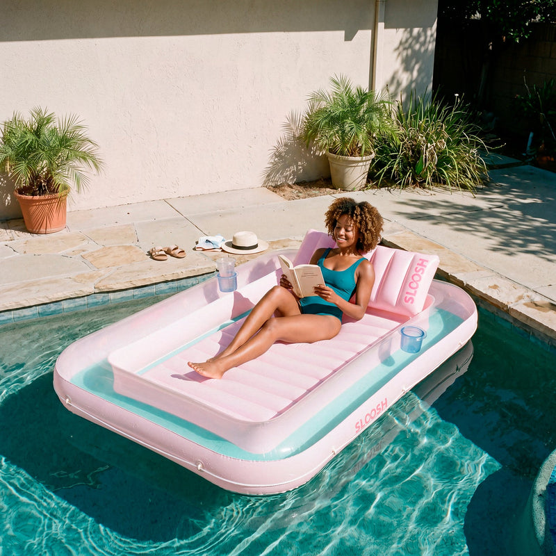 SLOOSH Transparent Inflatable Tanning Pool Lounger Float,  70