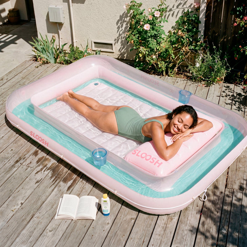 SLOOSH Transparent Inflatable Tanning Pool Lounger Float,  70