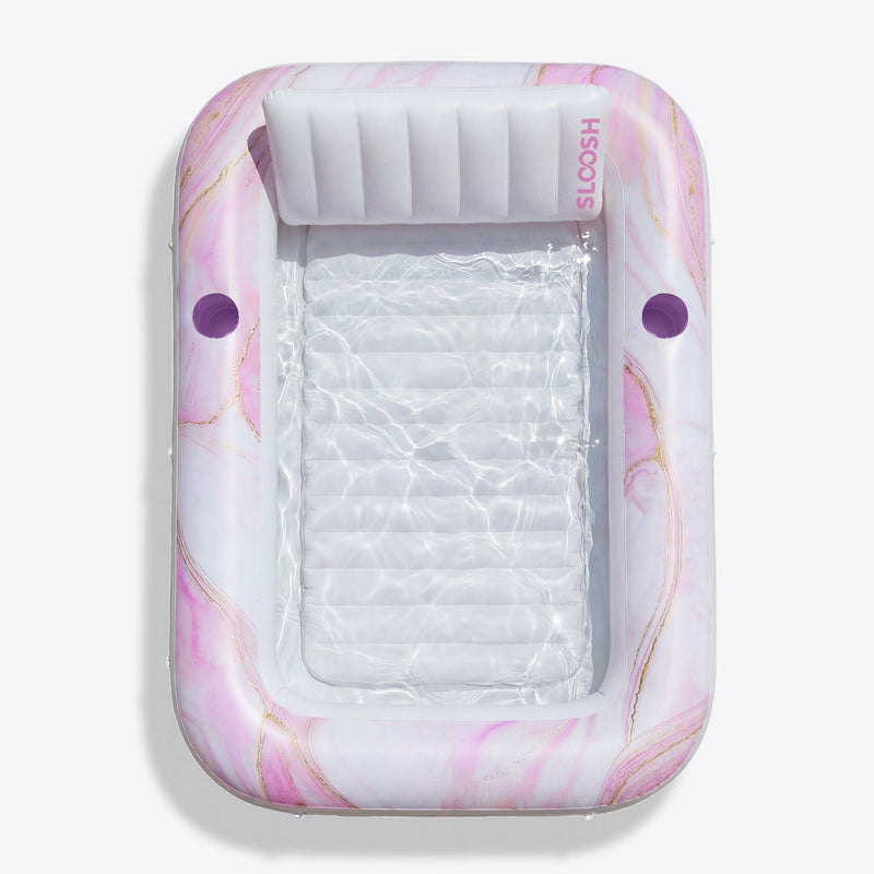 SLOOSH Inflatable Tanning Pool Lounger Float, Pink Marble, 70
