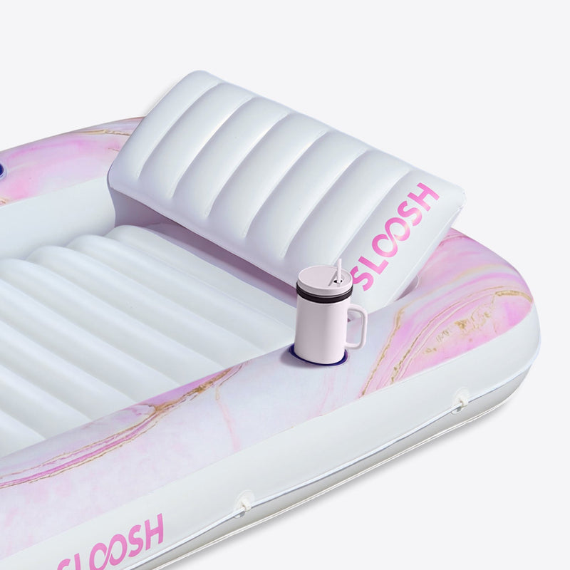 SLOOSH Inflatable Tanning Pool Lounger Float, Blue Checker, 70