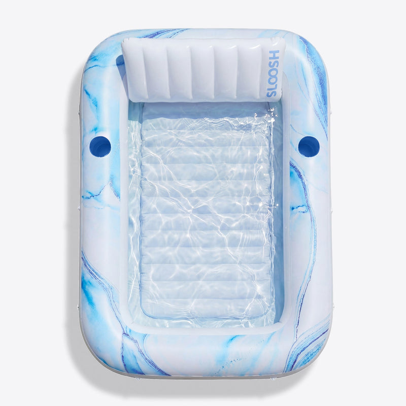 SLOOSH Inflatable Tanning Pool Lounger Float, Pink Marble, 70
