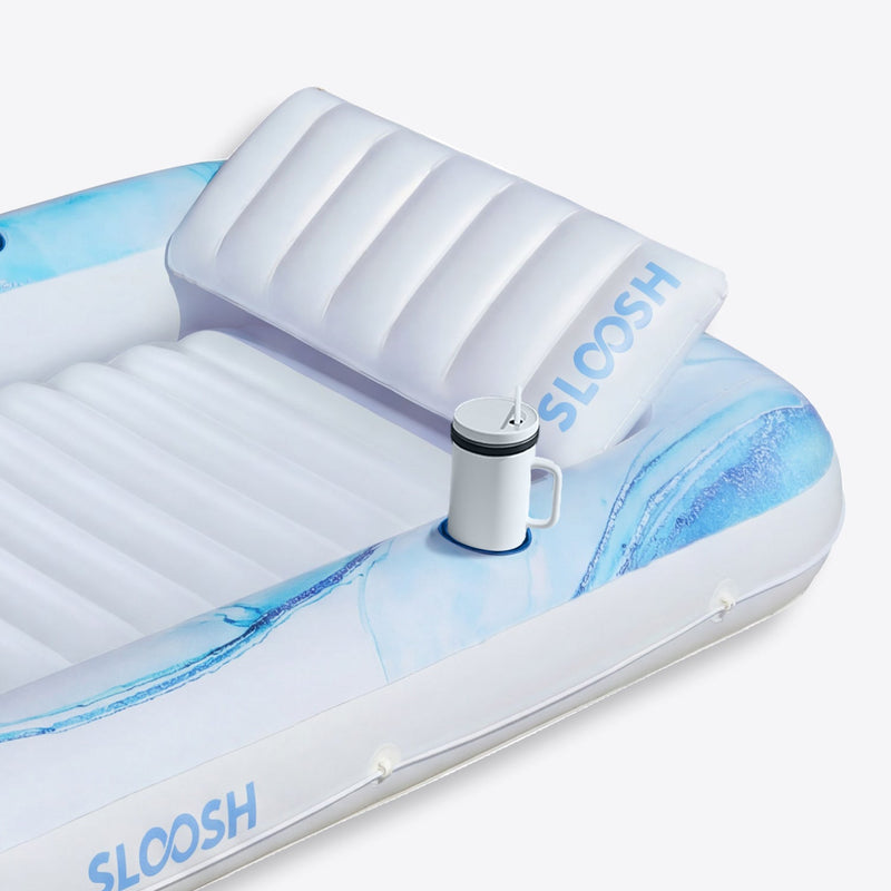 SLOOSH Inflatable Tanning Pool Lounger Float, Pink Marble, 70
