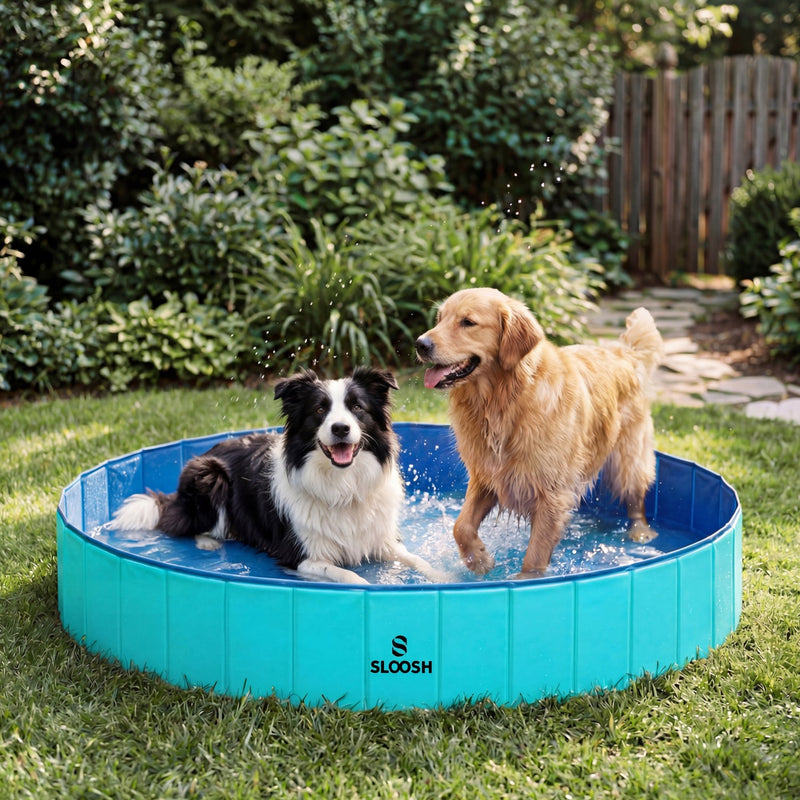 SLOOSH Foldable Dog Kiddie Pool - Portable Hard Plastic Doggie Swimming Pool