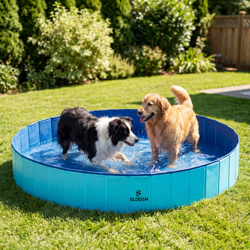 SLOOSH Foldable Dog Kiddie Pool - Portable Hard Plastic Doggie Swimming Pool