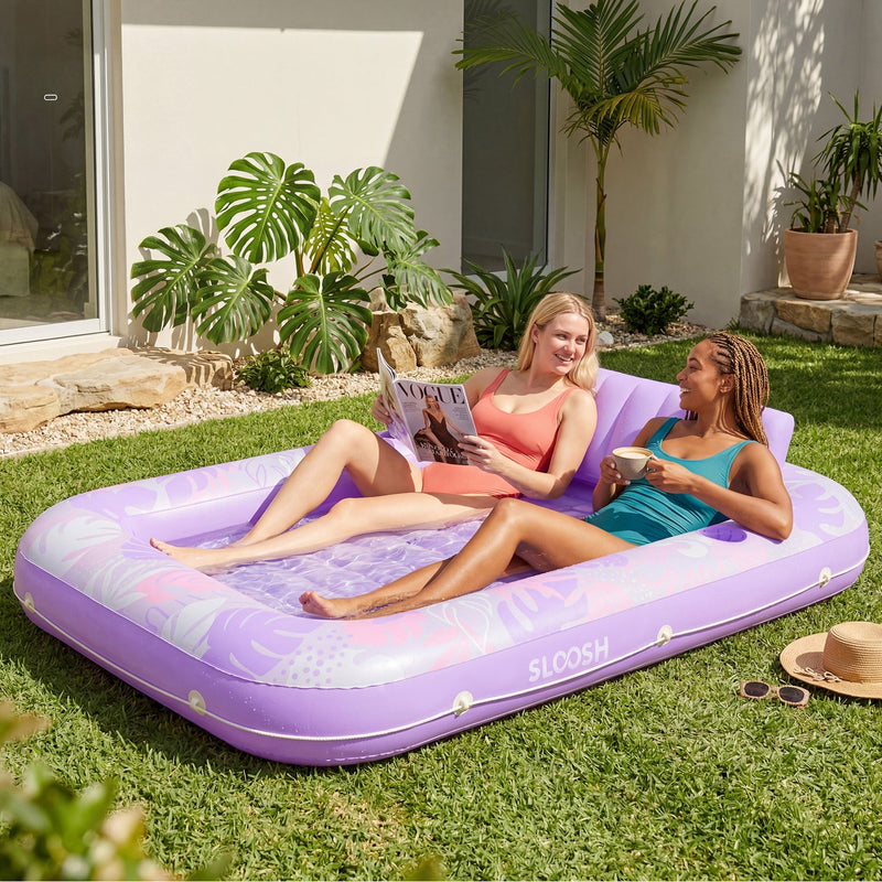 SLOOSH Tropical Inflatable Tanning Pool, Aqua Blue Tropical, 85