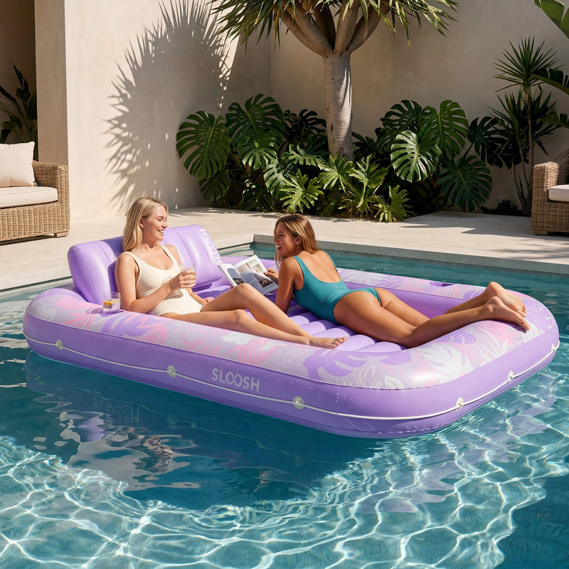 SLOOSH Tropical Inflatable Tanning Pool, Purple Tropical, 85