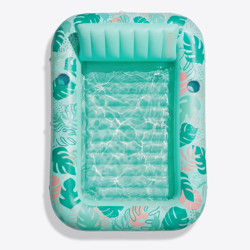 SLOOSH Tropical Inflatable Tanning Pool, Aqua Blue Tropical, 85