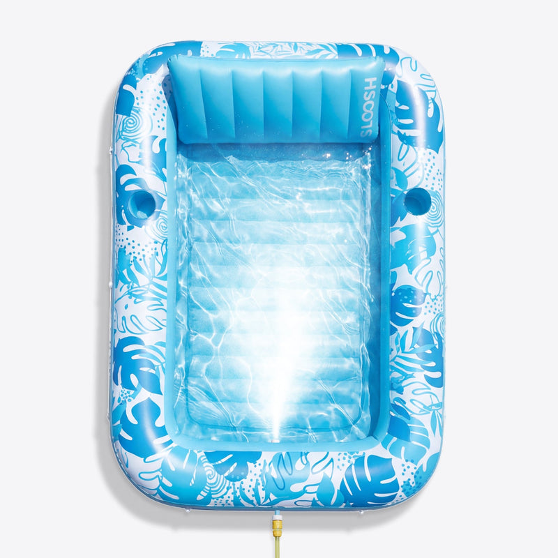 SLOOSH Inflatable Tanning Pool with Mist, 70“ Blue Tropical