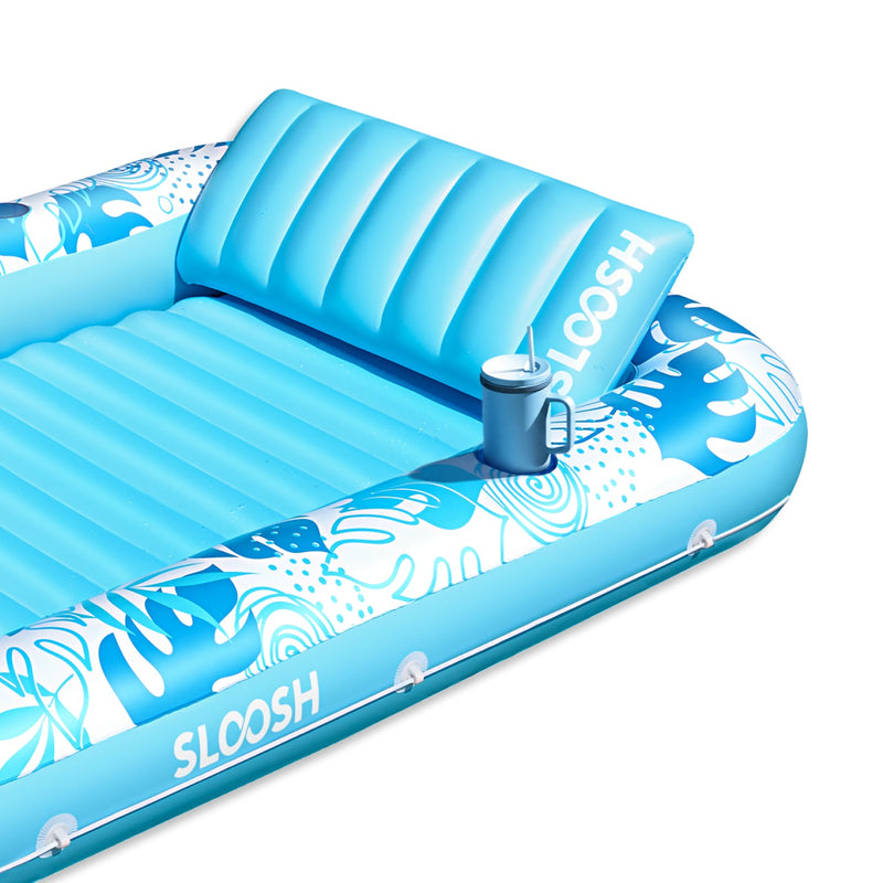 SLOOSH Inflatable Tanning Pool with Mist, 70“ Blue Tropical