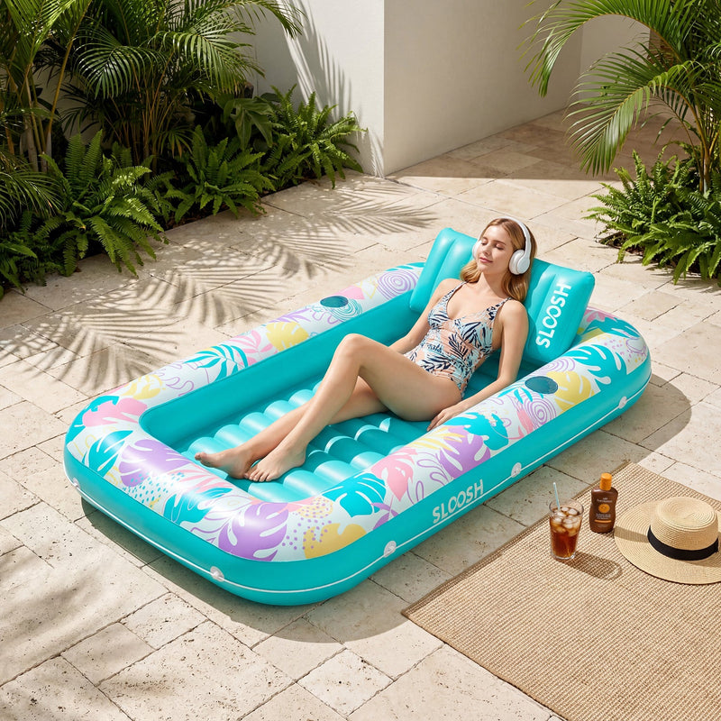 SLOOSH Inflatable Tanning Pool Lounger Float,  Purple-L, 70