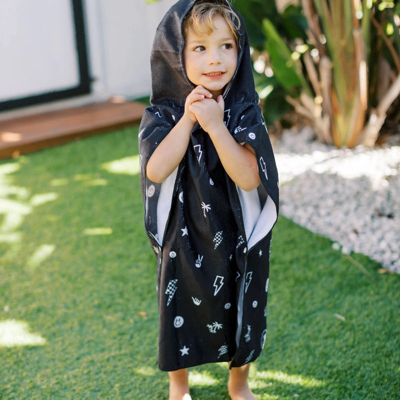 Kids Hooded Beach Poncho - Quick Dry Pool & Swim Towel